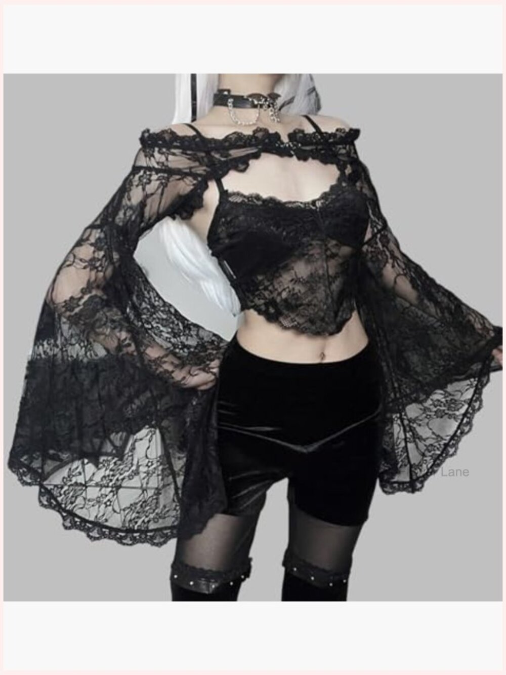 Sheer Mesh Bell Sleeve Crop Top Bolero Shrug - Picture 6 of 6